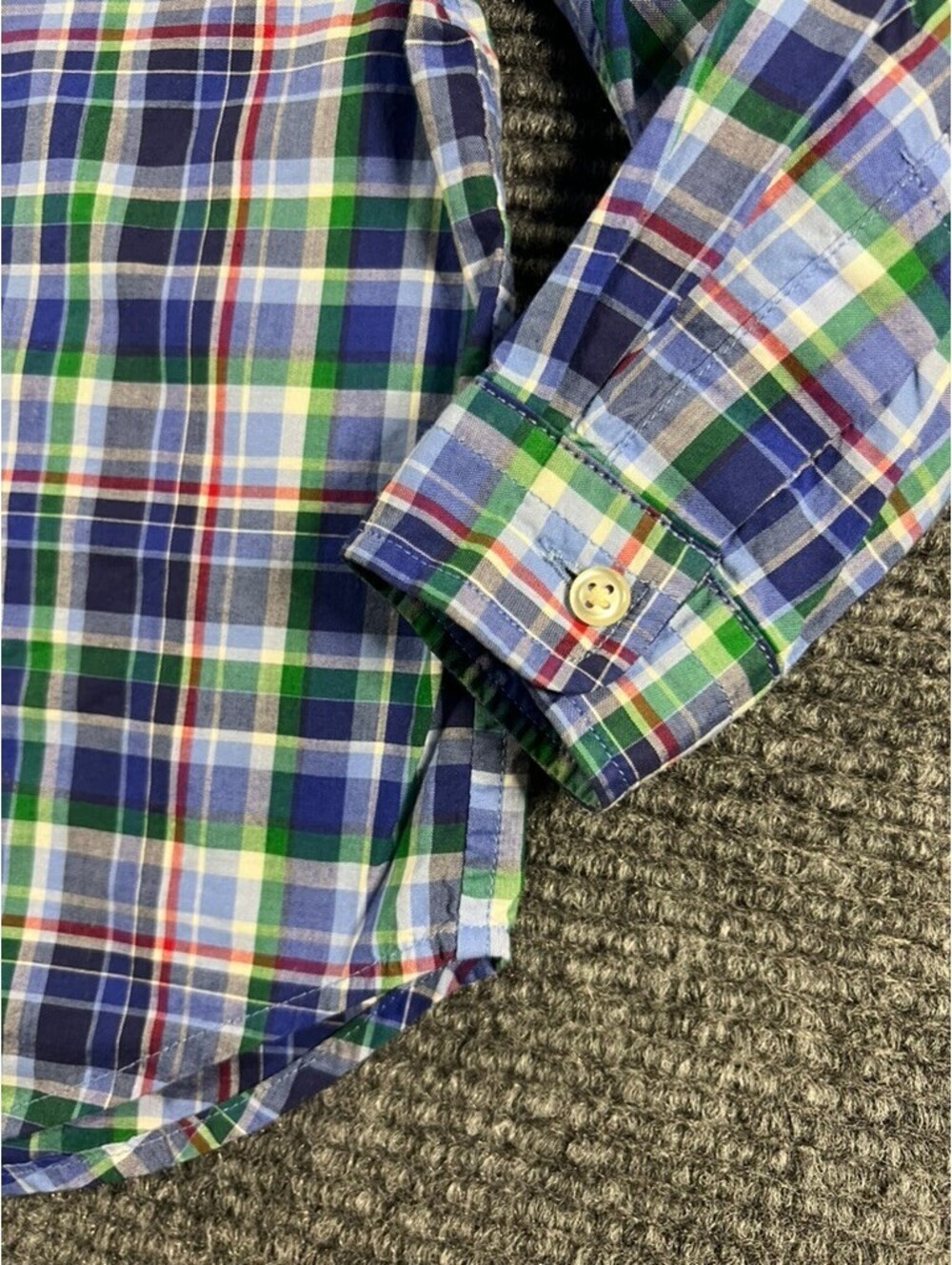Ralph Lauren Toddler Boys' 24M Blue/Green Plaid Button-Down Cotton Dress Shirt - Picture 4 of 5